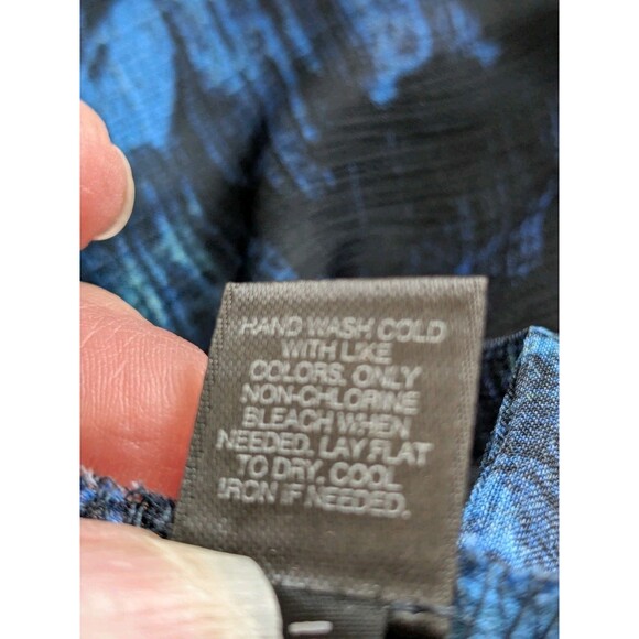 Express Top Womens L Blue Floral Watercolor Sheer Racerback Blouse Tank Coverup - Picture 9 of 12